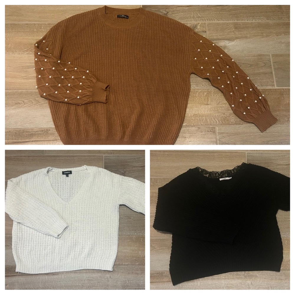 Sweater Lot 3 for 10 Brown Cream Black